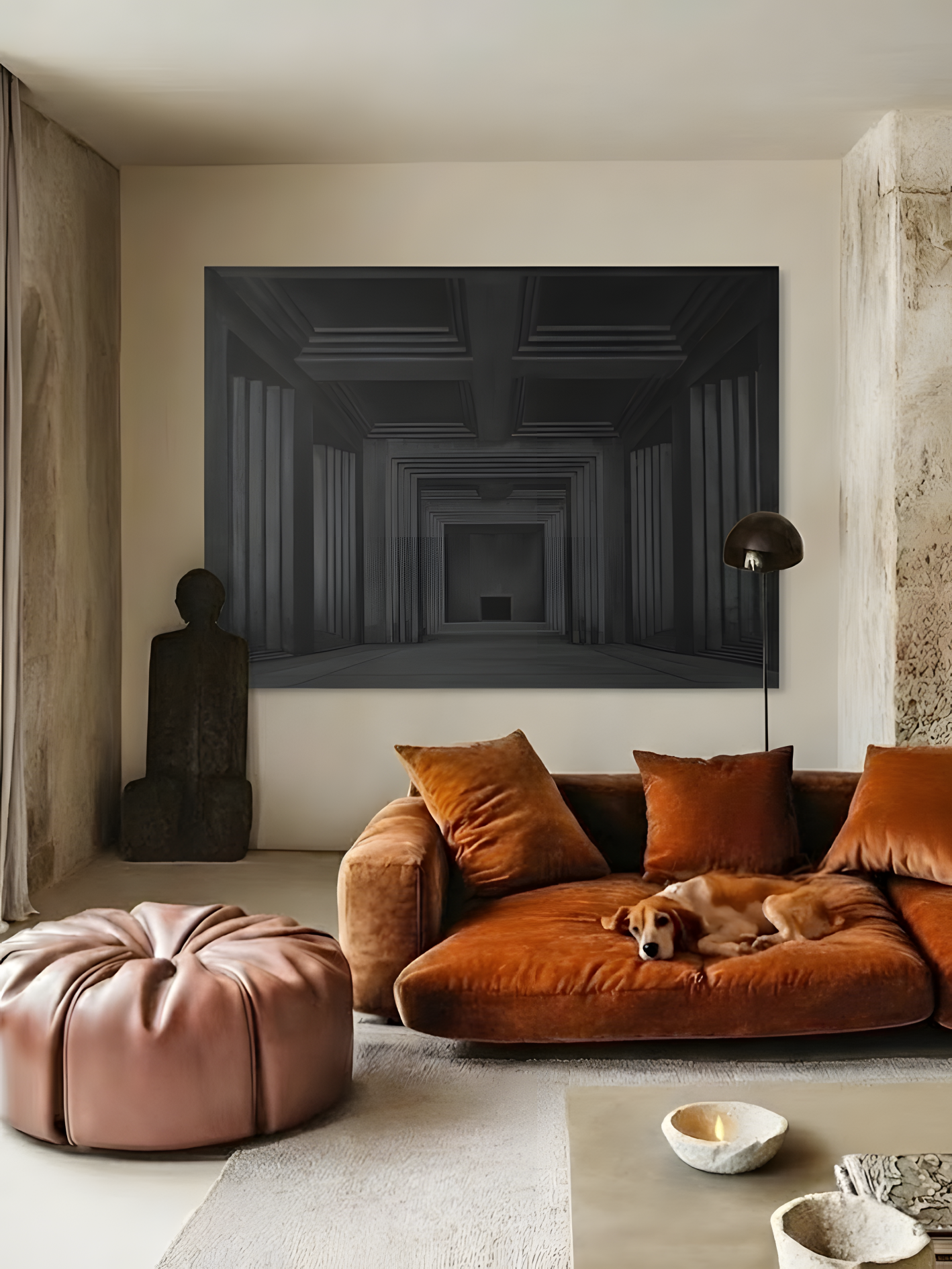 Black and White Geometric Architectural Corridor