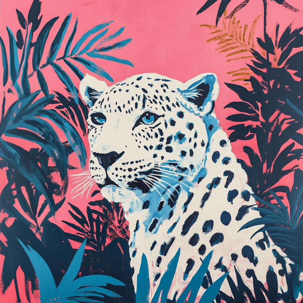 Snow Leopard in the Pink Jungle