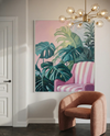 Tropical Greenery and Pink Sofa