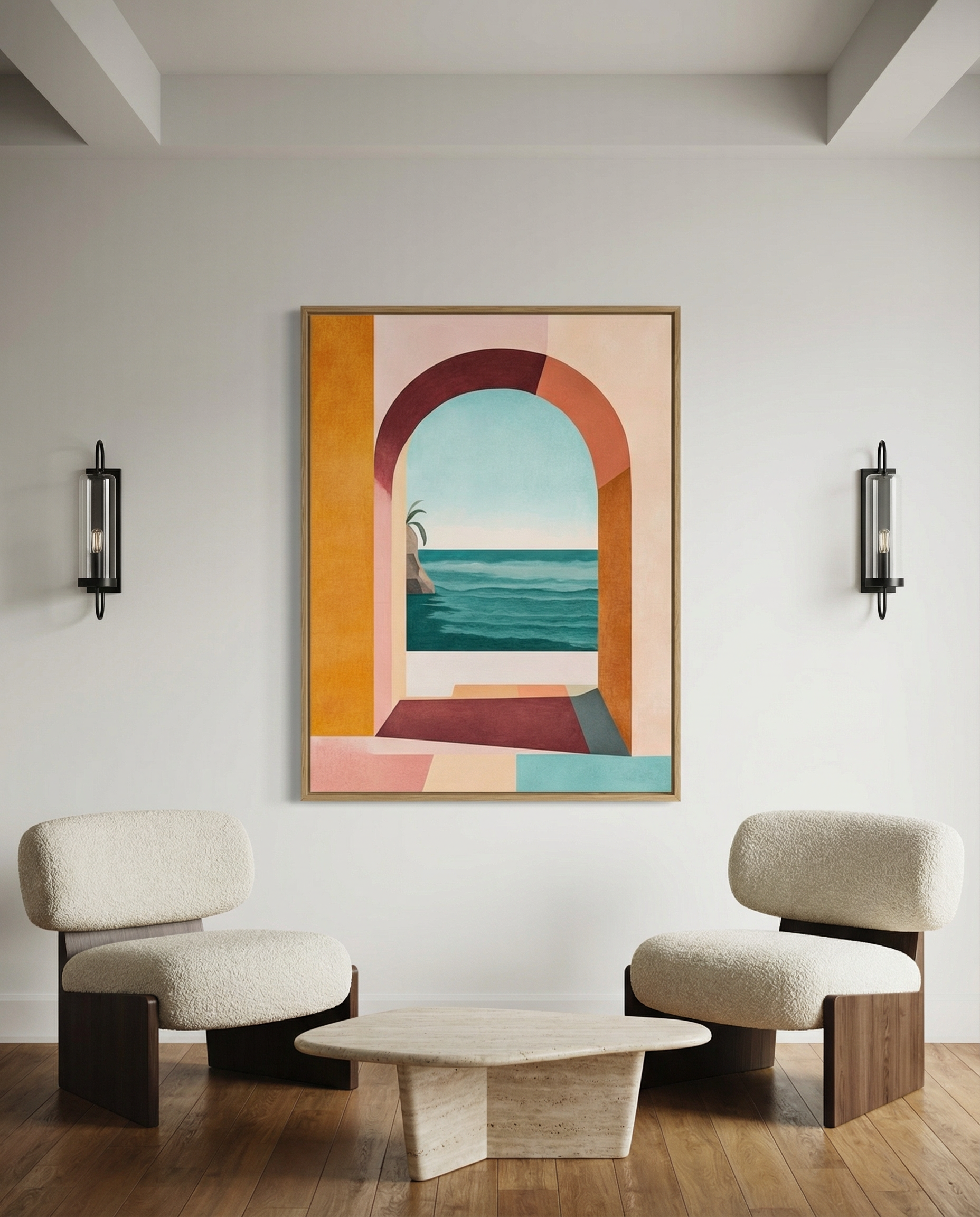 Architectural Archway Seascape Painting