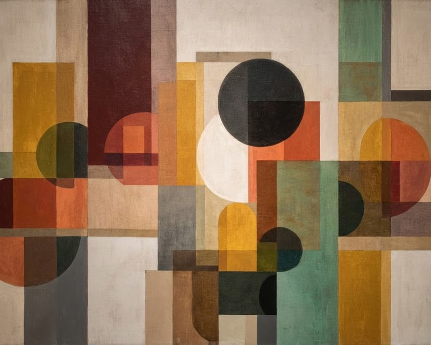 Geometric Abstract Art with Retro Color Palette