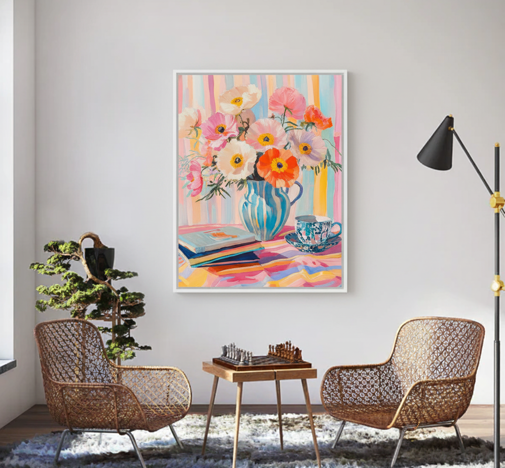Colorful Poppy Still Life Oil Painting