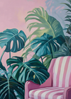 Tropical Greenery and Pink Sofa