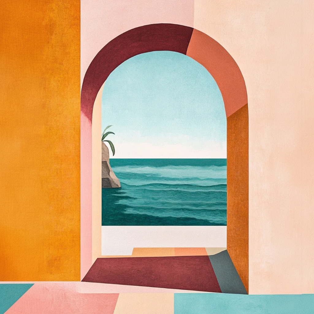 Architectural Archway Seascape Painting