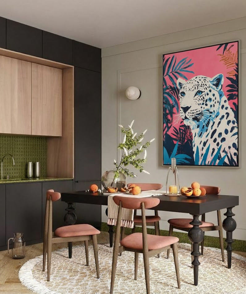 Snow Leopard in the Pink Jungle