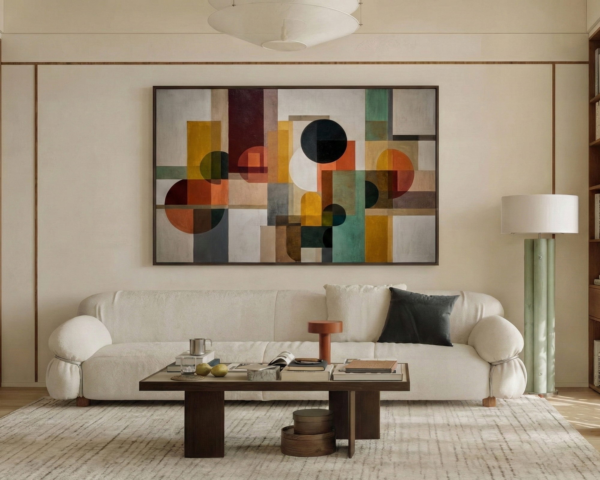 Geometric Abstract Art with Retro Color Palette