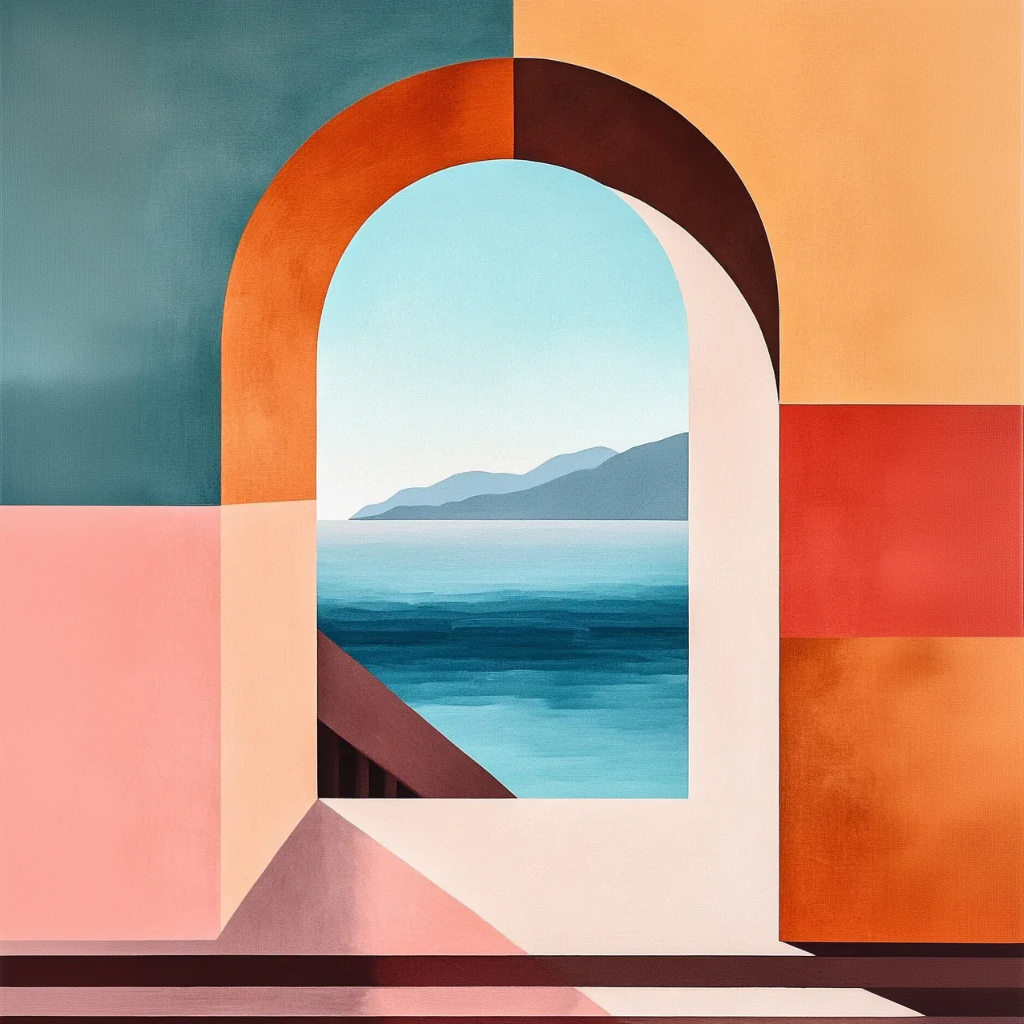 Geometric Seascape Through Archway