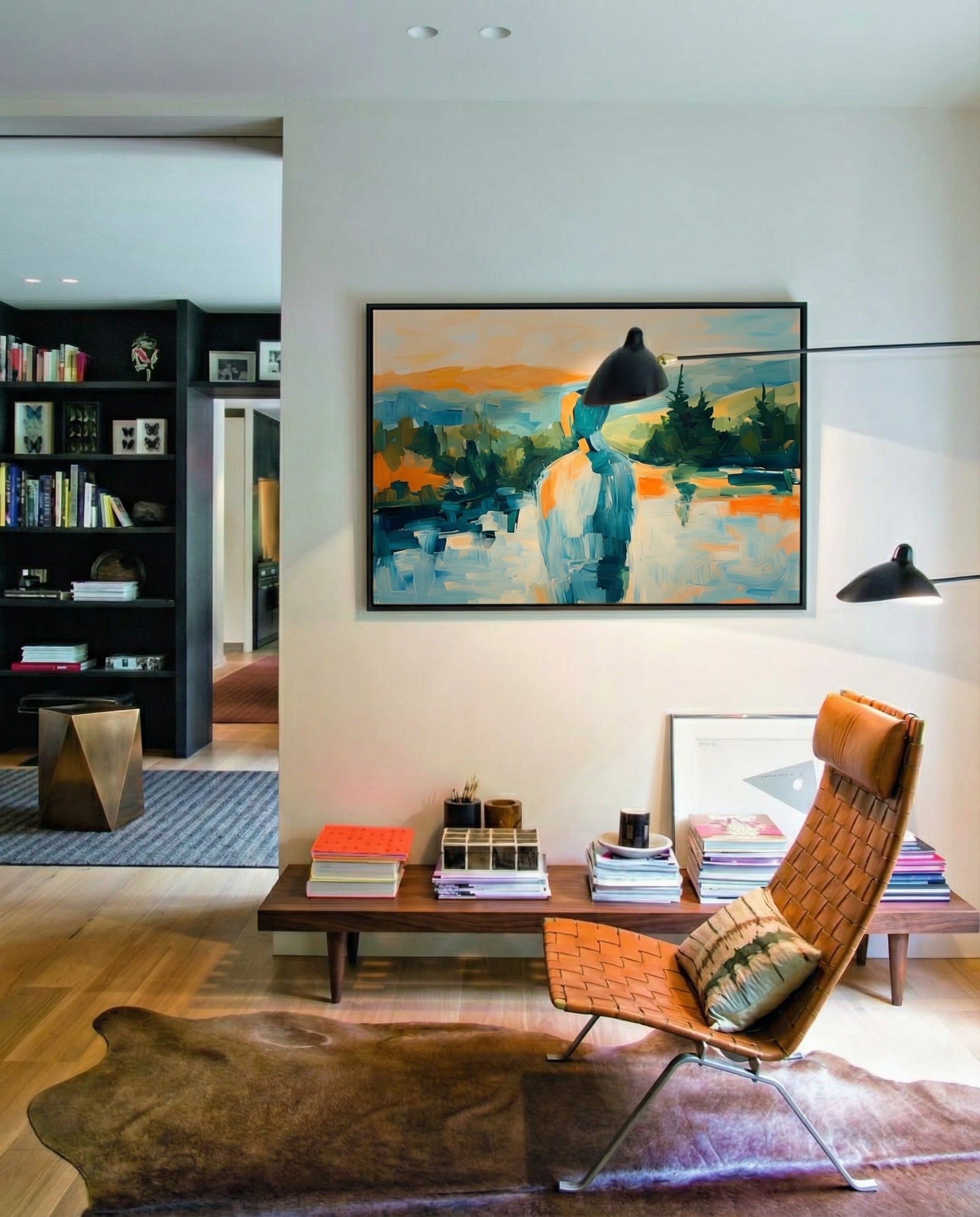 Lone Silhouette in Abstract Landscape