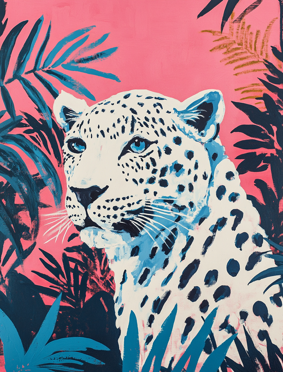 Snow Leopard in the Pink Jungle
