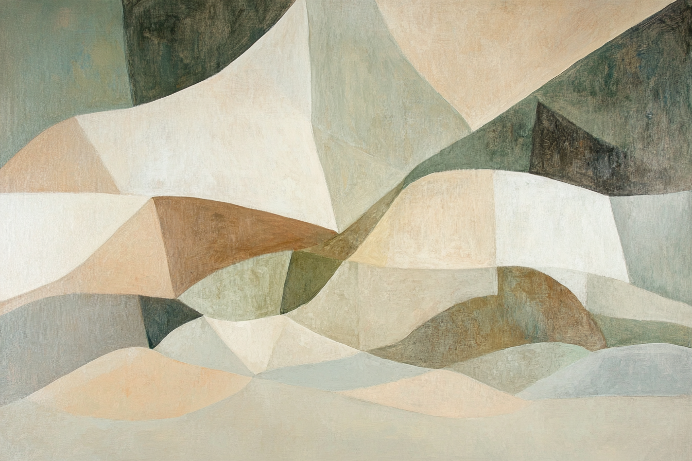 Minimalist Abstract Mountain Oil Painting
