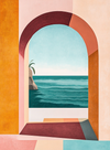 Architectural Archway Seascape Painting