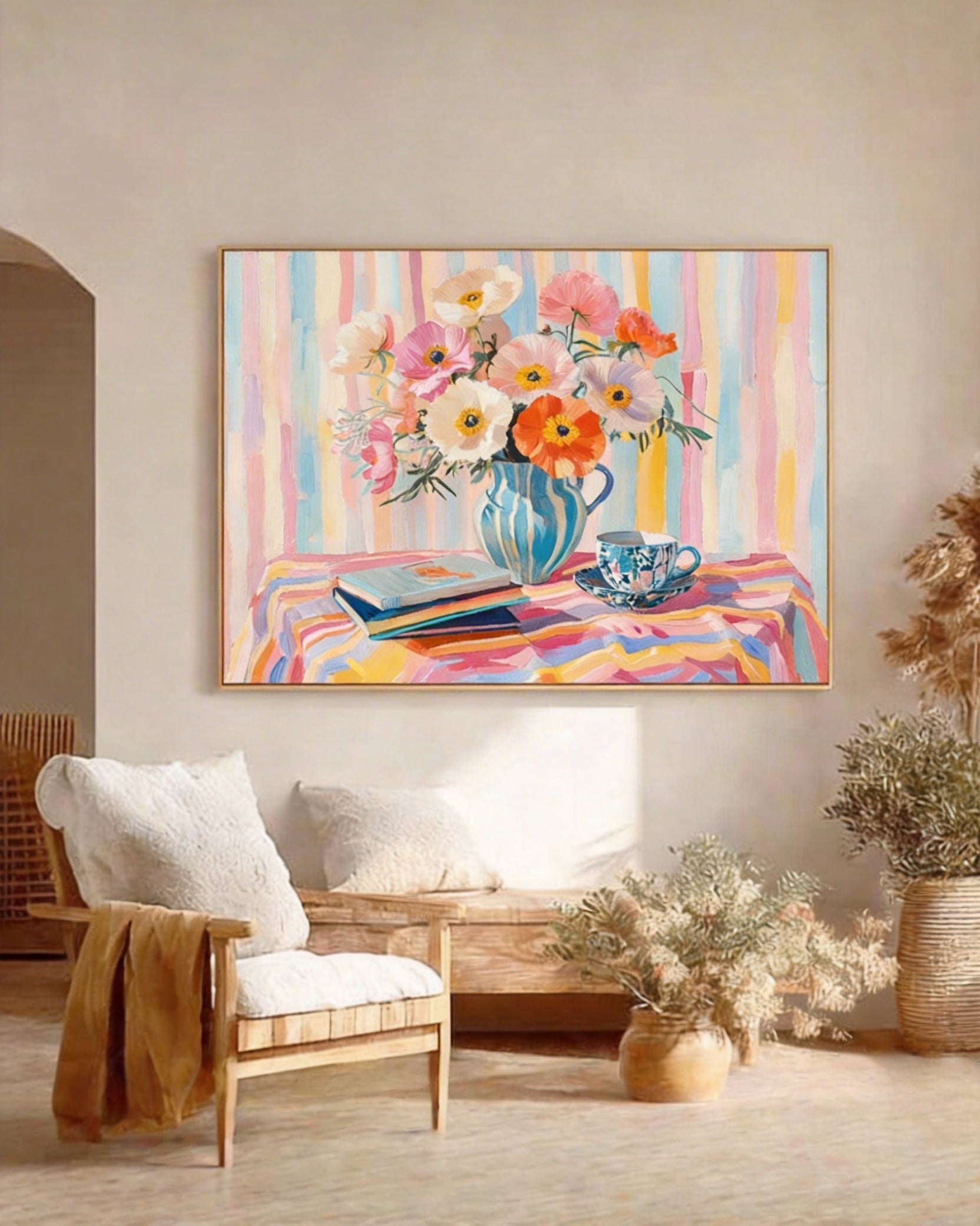 Colorful Poppy Still Life Oil Painting