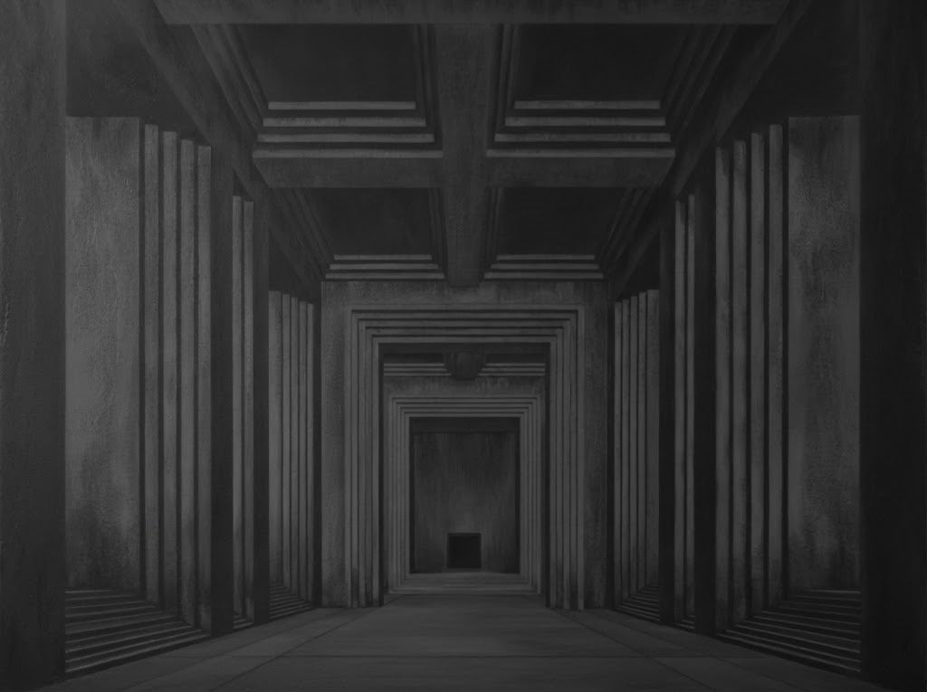 Black and White Geometric Architectural Corridor