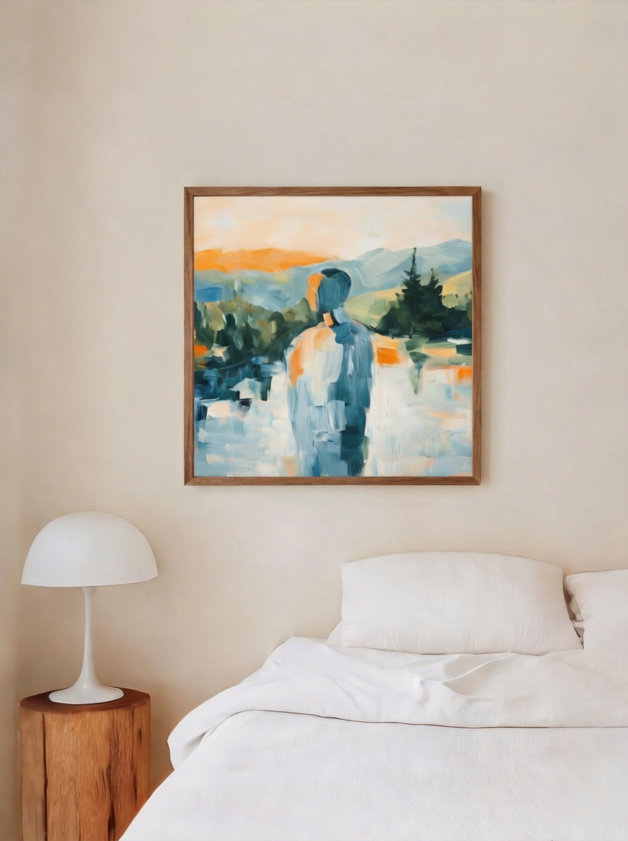 Lone Silhouette in Abstract Landscape